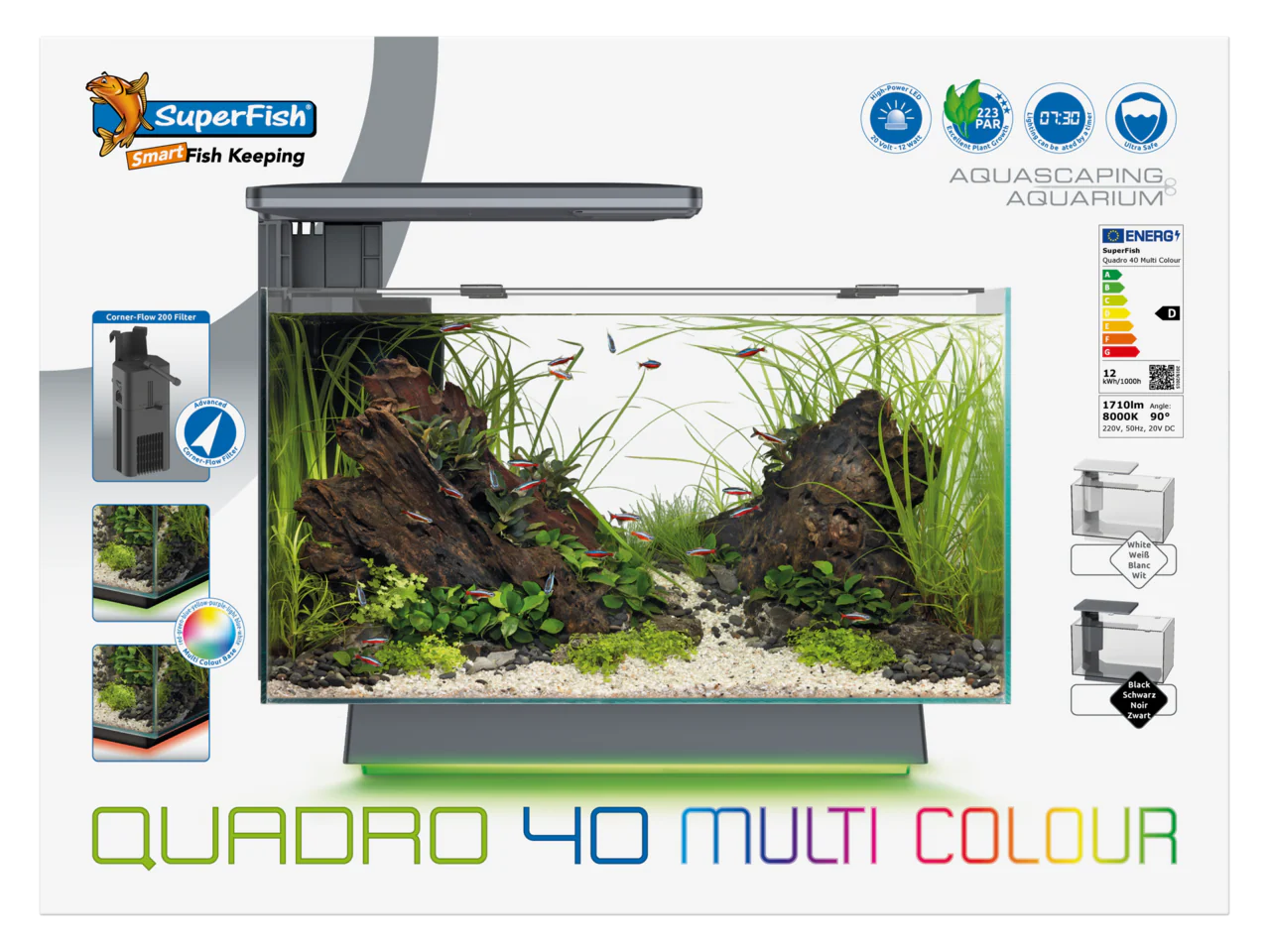 Superfish Quadro 40 Multi Colour Aquarium