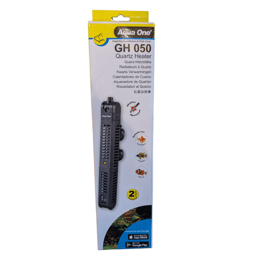 aqua one gh  aquarium heater in packaging