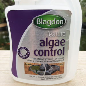 Close up of Blagdon feature Algae control label